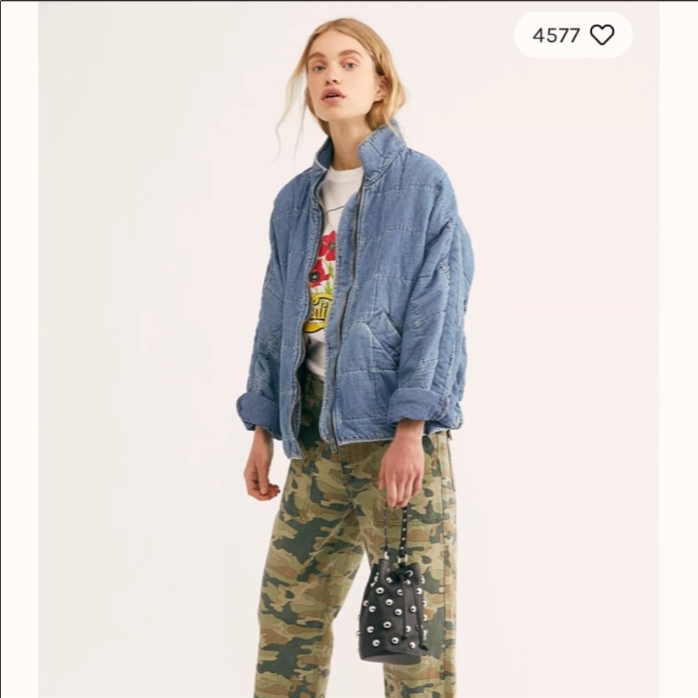 Free people Dolman quilted denim jacket